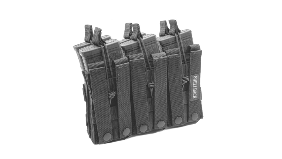 Shellback Tactical Triple Stacker Open Top Pouch for Six M4 Mag, Black, One Size, SBT-3300-BK