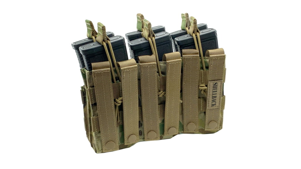 Shellback Tactical Triple Stacker Open Top Pouch for Six M4 Mag, Multicam, One Size, SBT-3300-MC