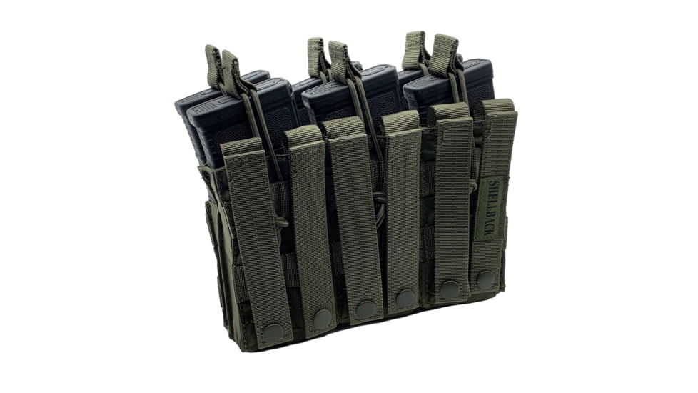 Shellback Tactical Triple Stacker Open Top Pouch for Six M4 Mag, Ranger Green, One Size, SBT-3300-RG