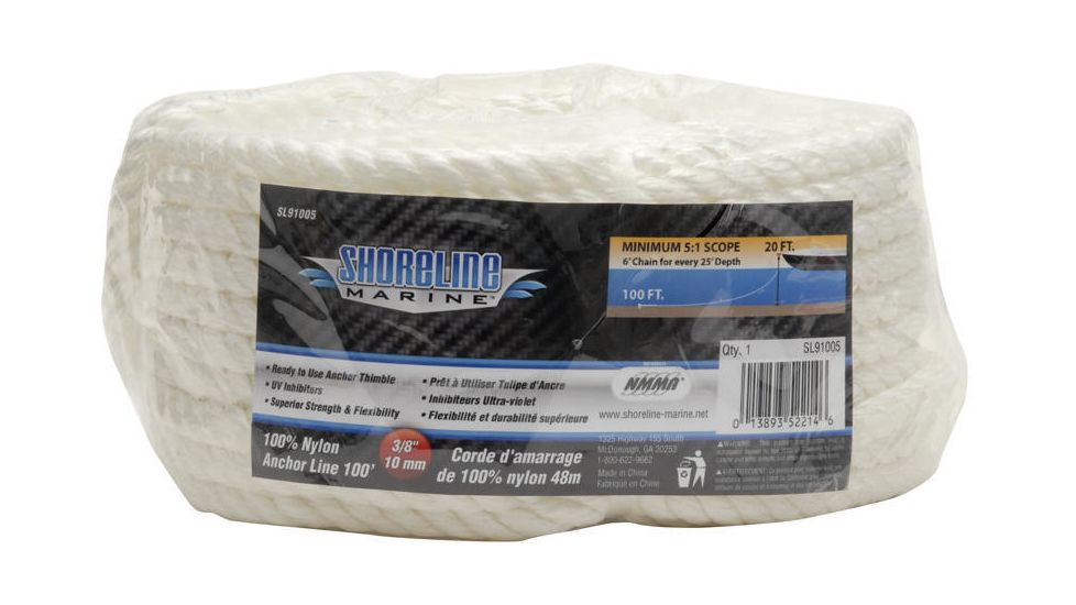 Shoreline Marine Anchor Line - Twisted Nylon - 3/8in x 100 059100