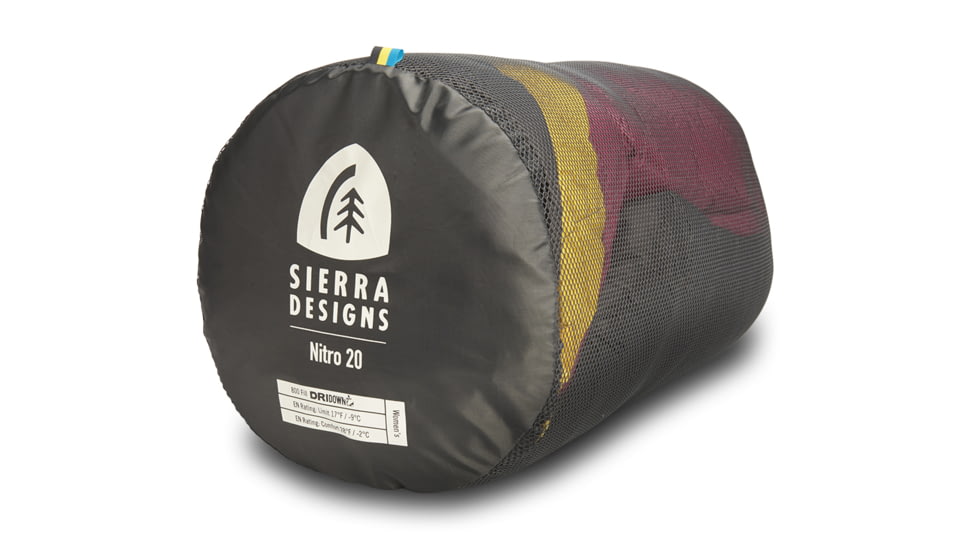 Sierra Designs Nitro UL 20 Sleeping Bag 800 DriDown - Women's-Sangria/Yellow/Peat-Regular