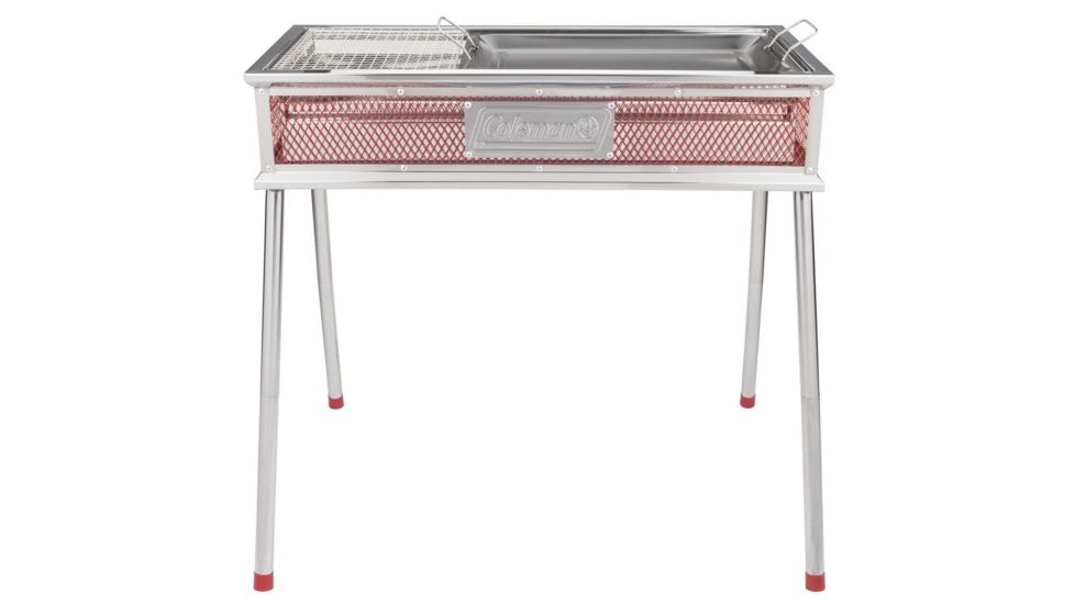 Coleman Signature Park Series Stand Up Charcoal Grill, Slide Out Charcoal Tray, Adustable Grill Surface, Red / Silver, 304 Sq In Cooking Area 2000019522