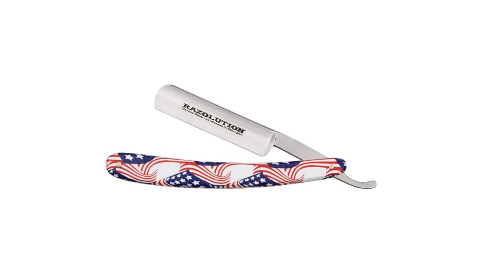 Simba Tec Razolution Straight Folding Knife,3in,Razor Blade,Red, White And Blue Stars And Stripes Composition Handle SBT88113