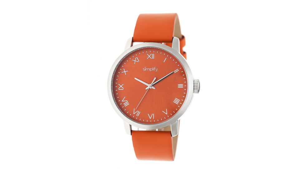 Simplify The 4200 Leather Strap Watch, Orange, Standard SIM4203