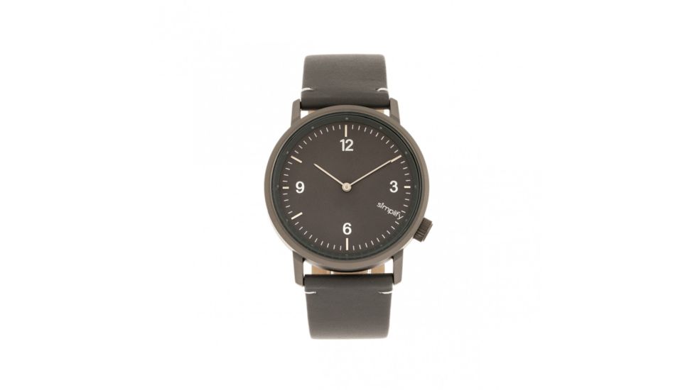 Simplify The 5500 Leather-Band Watch, Gunmetal/Charcoal, SIM5506