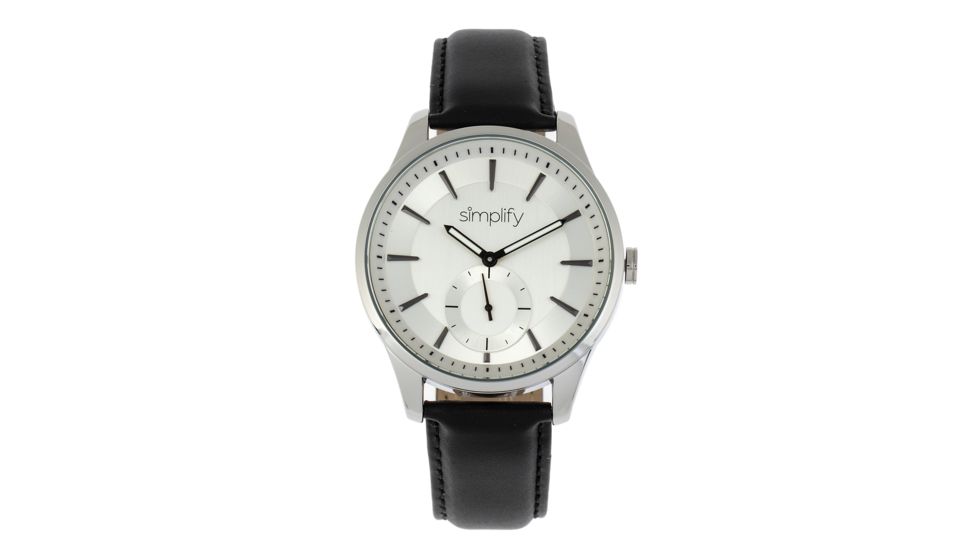 Simplify The 6600 Series Leather-Band Watch, Black/Silver, One Size, SIM6601