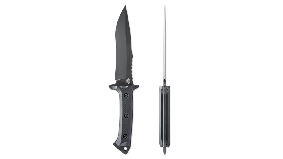 Skallywag Tactical Riptide Spear Point Fixed Blade Knife, 6.35 in, D2, Spear Point Blade, G10 Handle, Black, Riptide Spear Point-Black