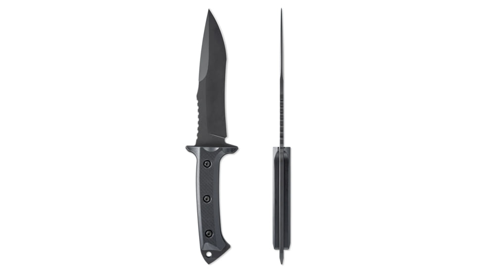 Skallywag Tactical Riptide Spear Point Fixed Blade Knife, 6.35 in, D2, Spear Point Blade, G10 Handle, Black, Riptide Spear Point-Black
