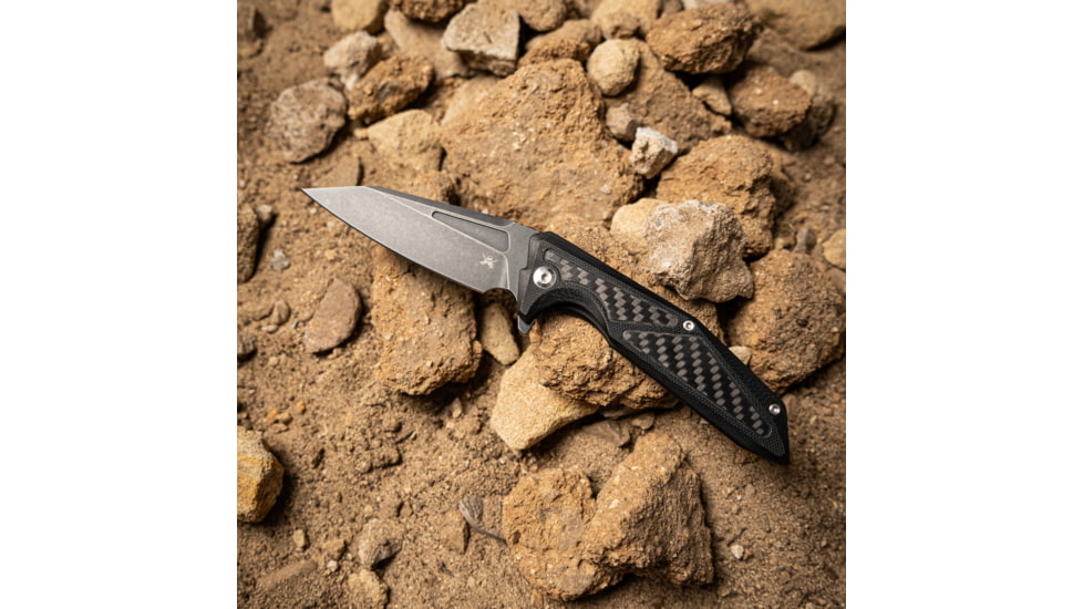 Skallywag Tactical Shadow Beard Folding Knife, 3.4in, D2, G10/Carbon Fiber Handle, Shadow Beard, Shadow Beard