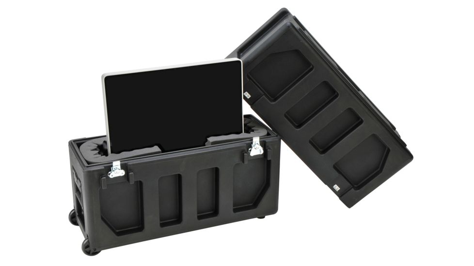 SKB Cases Roto Molded LCD screen case with universal convoluted foam insert, tow handle and wheels, fits 20 to 26 screens 3SKB-2026