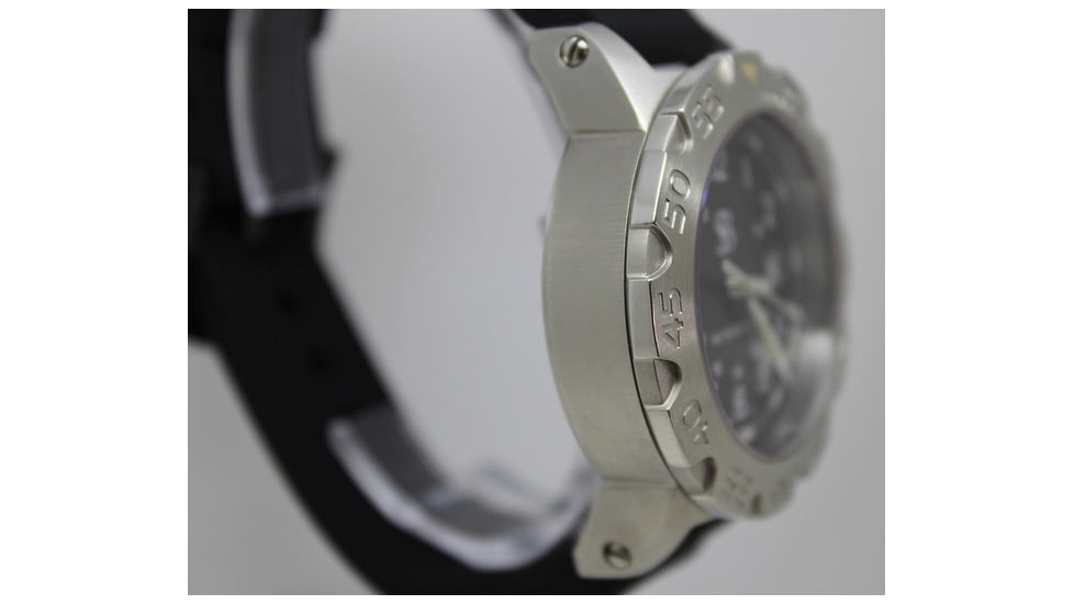Smith&amp;Bradley Ltd. Sans-13 PVD Black-Coated 42mm Watch, Black Face/Black Rubber Band Sans-black-RBS