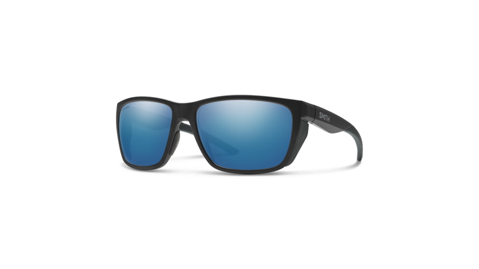 Smith Longfin Sunglasses, Matte Black Frame, ChromaPop Glass Polarized Blue Mirror Lens, 20522400359QG