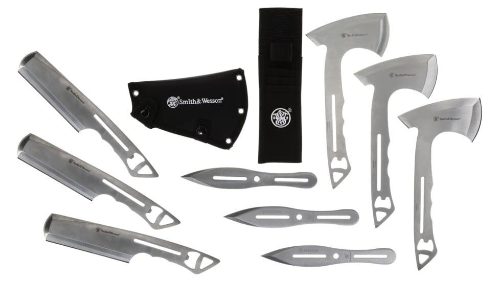 Smith &amp; Wesson Bullseye Ultimate Throwing Knives Combo, Stainless Steel, Silver, 1139486