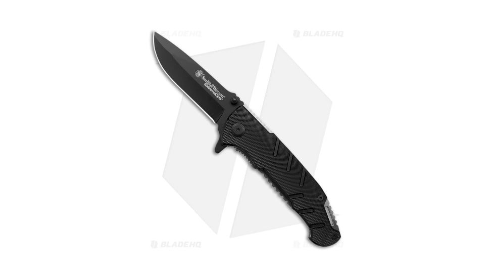 Smith &amp; Wesson Extreme OPS Folding Knife, 3.50in, Stainless Steel, Drop Point Blade, G10 Black Handle, Black/Black, 7.75in, BHQ-119711