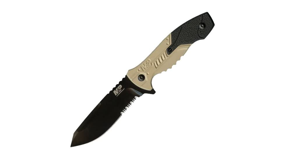 Smith &amp; Wesson M&amp;p Full Tang Tanto Fixed Blade, Aluminum &amp; Rubber Handle, M.o.l.l.e. Compatible Belt Sheath - SWMPF2CSCP