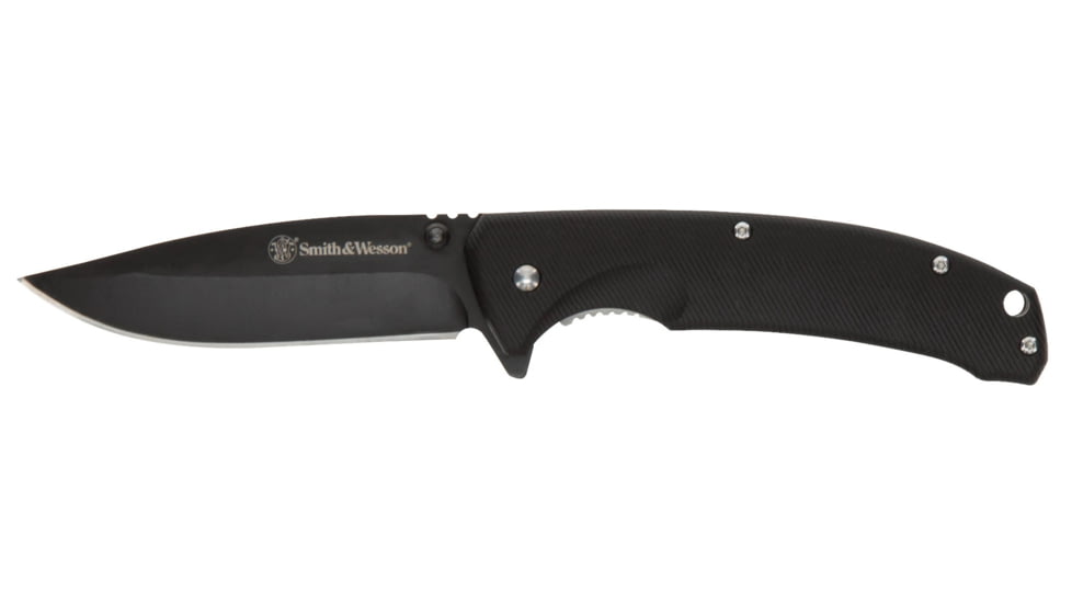 Smith &amp; Wesson Velocite Spring Assist Folding Knife, 3.4in, 8Cr13Mov Stainless Steel Blade, 4.5in, Textured Polymer Handle, 1122573