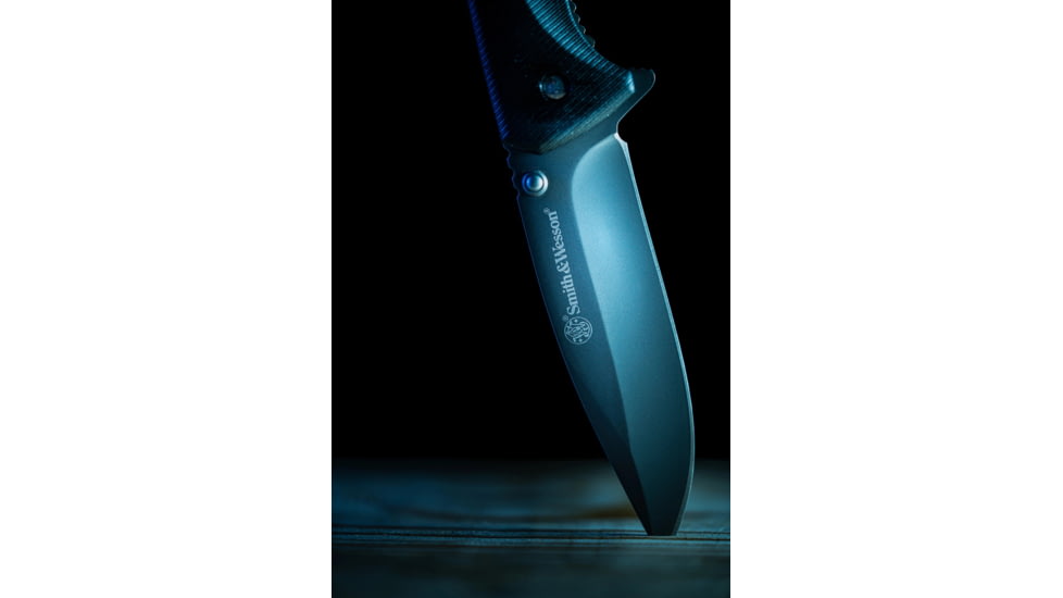 Smith &amp; Wesson Velocite Spring Assist Folding Knife, 3.4in, 8Cr13Mov Stainless Steel Blade, 4.5in, Textured Polymer Handle, 1122573