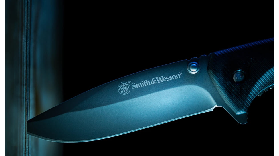 Smith &amp; Wesson Velocite Spring Assist Folding Knife, 3.4in, 8Cr13Mov Stainless Steel Blade, 4.5in, Textured Polymer Handle, 1122573