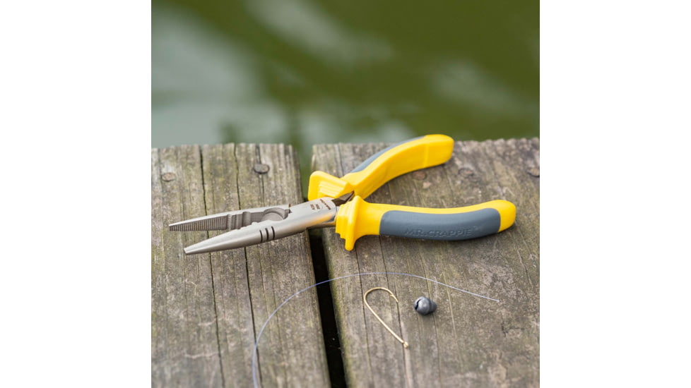 Smiths Mr. Crappie Fishing Combo, 6in, 400 Stainless Steel, Fixed Fillet Plain Blade, TPE Yellow/Gray Handle, 51232