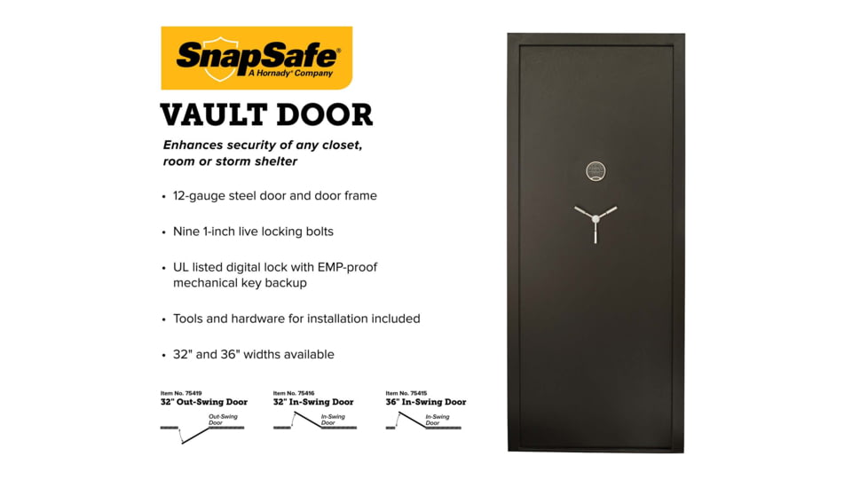 Snapsafe, A Hornady Company Aux Vault Door, 32x80 in, 75416