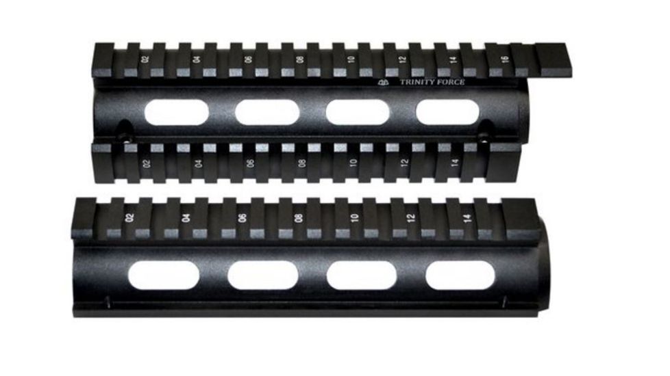 Sniper 2 Piece Drop In Quad Rail Handguard, 6.7 in Carbine Length w/ Extended Top Rail, Black, For .223 And 5.56, Fits 6.75 in To 7 in MQRSLX
