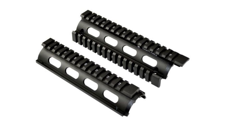 Sniper 2 Piece Drop In Quad Rail Handguard, 6.7 in Carbine Length w/ Extended Top Rail, Black, For .223 And 5.56, Fits 6.75 in To 7 in MQRSLX