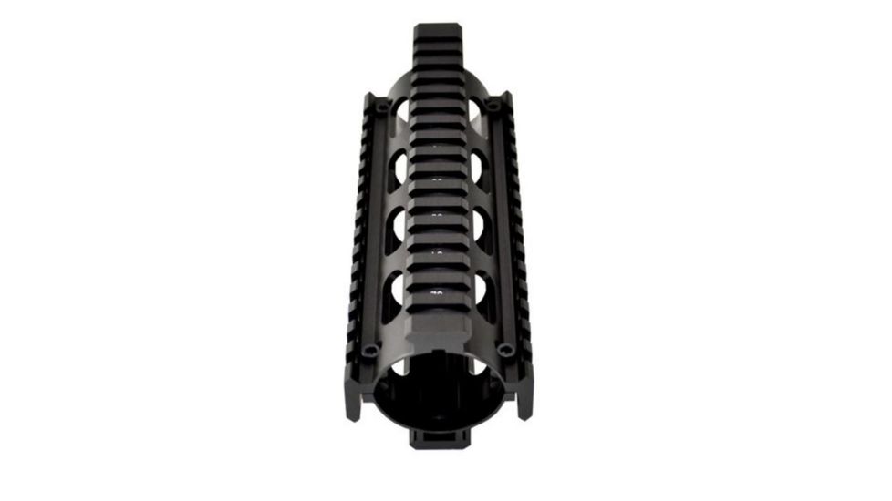 Sniper 2 Piece Drop In Quad Rail Handguard, 6.7 in Carbine Length w/ Extended Top Rail, Black, For .223 And 5.56, Fits 6.75 in To 7 in MQRSLX