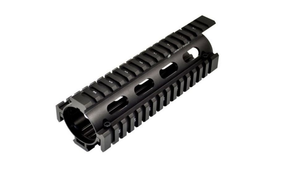 Sniper 2 Piece Drop In Quad Rail Handguard, 6.7 in Carbine Length w/ Extended Top Rail, Black, For .223 And 5.56, Fits 6.75 in To 7 in MQRSLX
