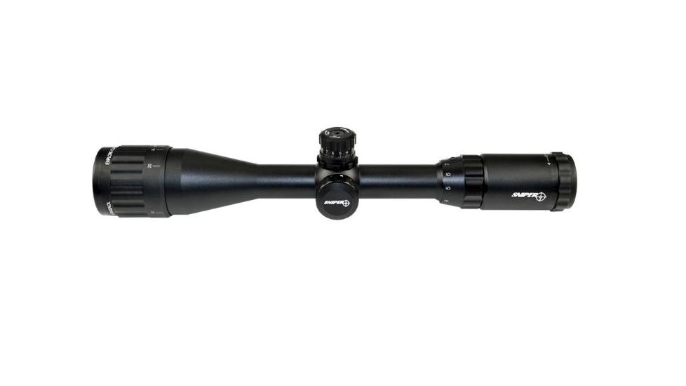 Sniper 3-9x40mm Scope w/ Front AO Adjustment and RGB Tri Illumination Mil Rifle Scope, Black LT3-9x40AOL