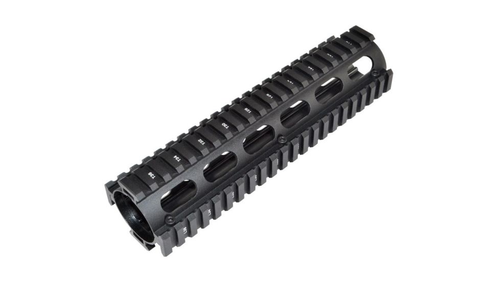Sniper AR .308 2 Piece Drop-In Quad Rail Handguard, 8.75in, Round End Cap, DPMS Low Profile Pattern, Mid-Length, Black M38ML-A