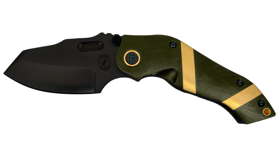 Sniper Bladeworks DMF Folding Knife, 3.65in, S35VN Steel, Folding Blade, OD Green Handle, Black, DMFODGBLK