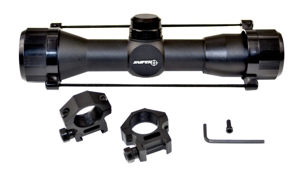 Sniper LT4X32mm Compact Scope w/ Rings, Black LT4X32MR