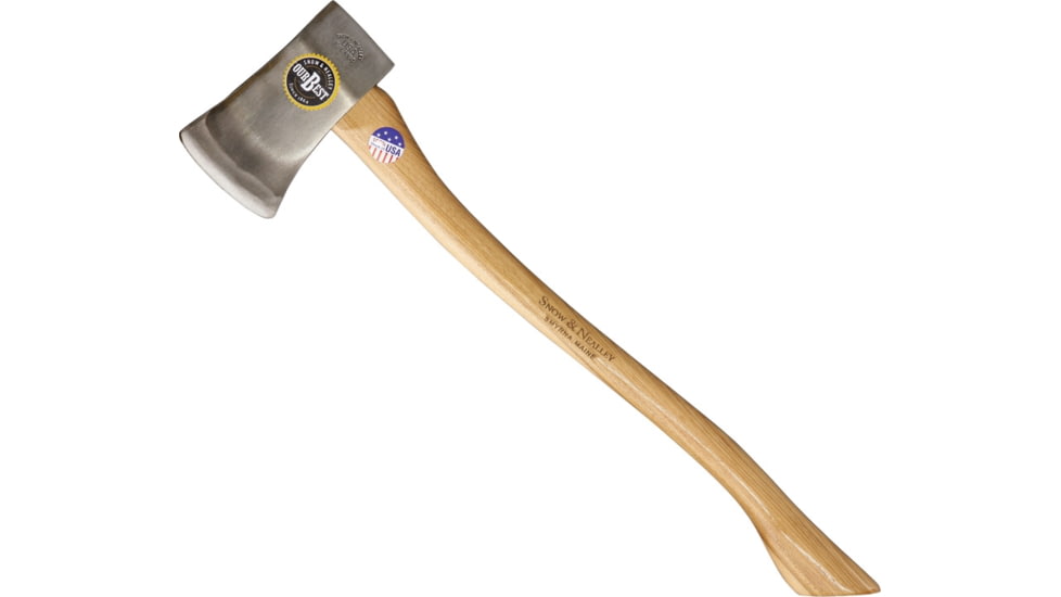 Snow &amp; Nealley Our Best Single Bit 3.5 lb Axe with American Hickory Handle, 29in Overall, 7 1/2in Carbon Steel Axe Head With 4 1/4in Cutting Edge, American Hickory Handle, Leather Blade Guard, 026S