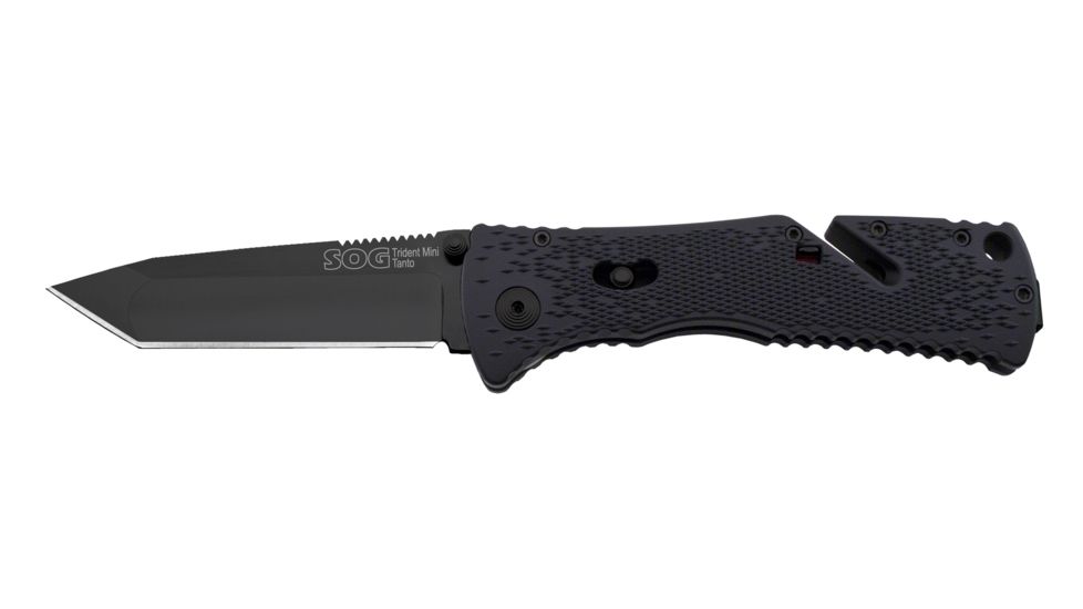 SOG Knives TF-27 Trident Mini Straight Tanto Black TiNi Folding Knife