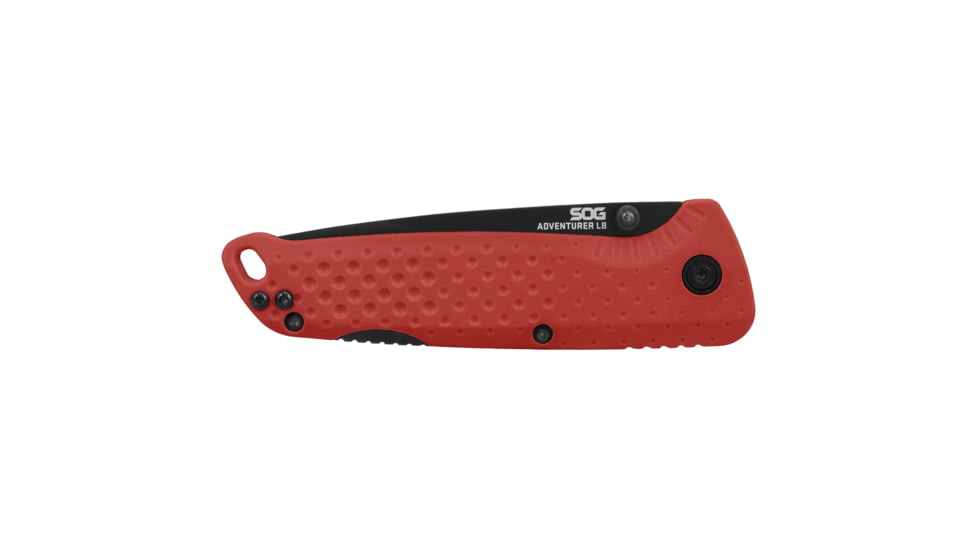 SOG Specialty Knives &amp; Tools Adventurer LB Folding Knife, 3in, CRYO 5CR15MOV, Drop Point, Red GRN Handle, Black, SOG-13-11-08-43