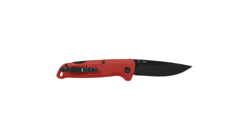 SOG Knives &amp; Tools Adventurer, Folding Knife, 3.5 in Drop Point Blade, 7.5 in Overall Length, 5Cr15MoV Steel Blade, Straight Edge, Satin Finish, Silver, Black Glass-Reinforced Nylon Handle, Thumb Stud Openers, Lock Back, SOG-13-11-08-43