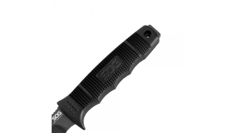 SOG SEAL Team Elite 12.3 inch Fixed Blade Knife, Partially Serrated Edge, Clip Point, AUS-8, Hardcased Black TiNi Blade, Black Handle, Ballistic Nylon Sheath, SE37-N