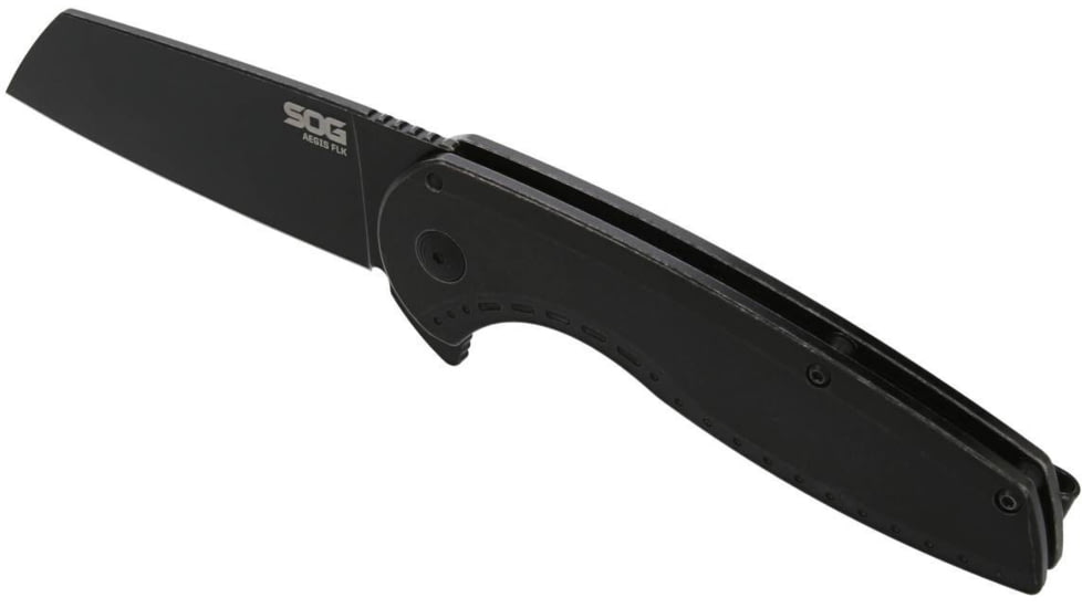 SOG Specialty Knives &amp; Tools Aegis Flk 2.0 Frame Lock 14-41-04-43 Blackwash Stainless Steel Wharncliffe Pocket Knife - SOG-14-41-04-43