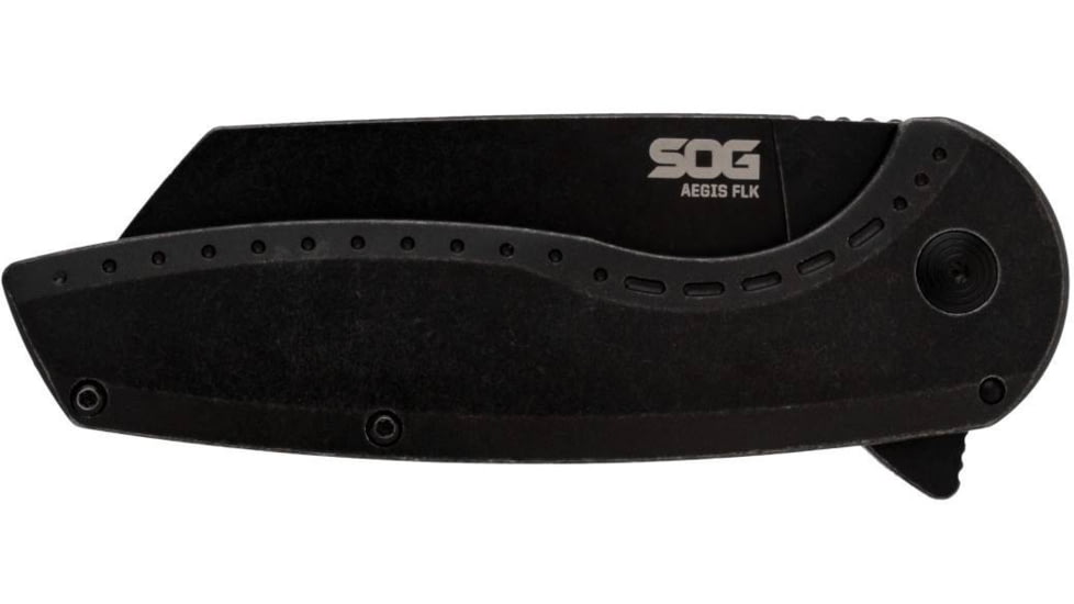 SOG Specialty Knives &amp; Tools Aegis Flk 2.0 Frame Lock 14-41-04-43 Blackwash Stainless Steel Wharncliffe Pocket Knife - SOG-14-41-04-43