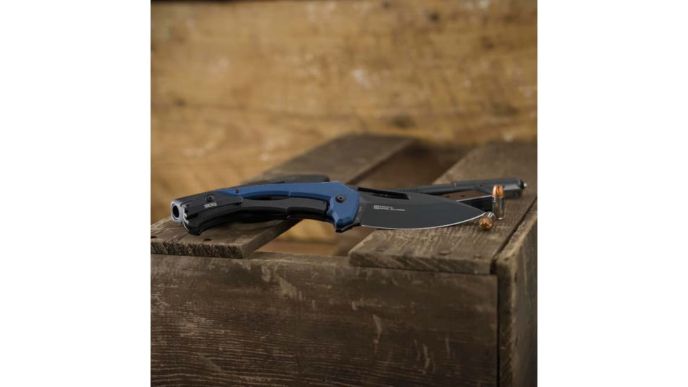 SOG Knives &amp; Tools, Bulwark FLK, Folding Knife, 3.5in, D2 Steel, Drop Point Blade, Blue/Black Handle, 14-24-01-57