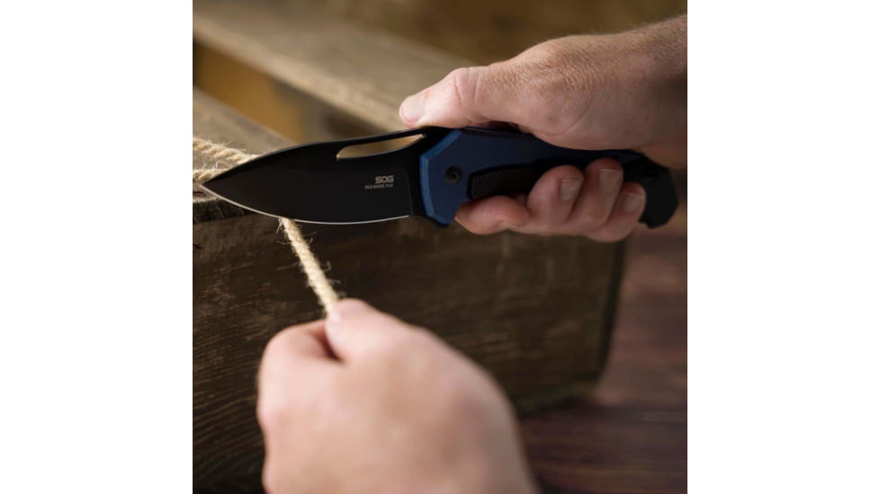 SOG Knives &amp; Tools, Bulwark FLK, Folding Knife, 3.5in, D2 Steel, Drop Point Blade, Blue/Black Handle, 14-24-01-57