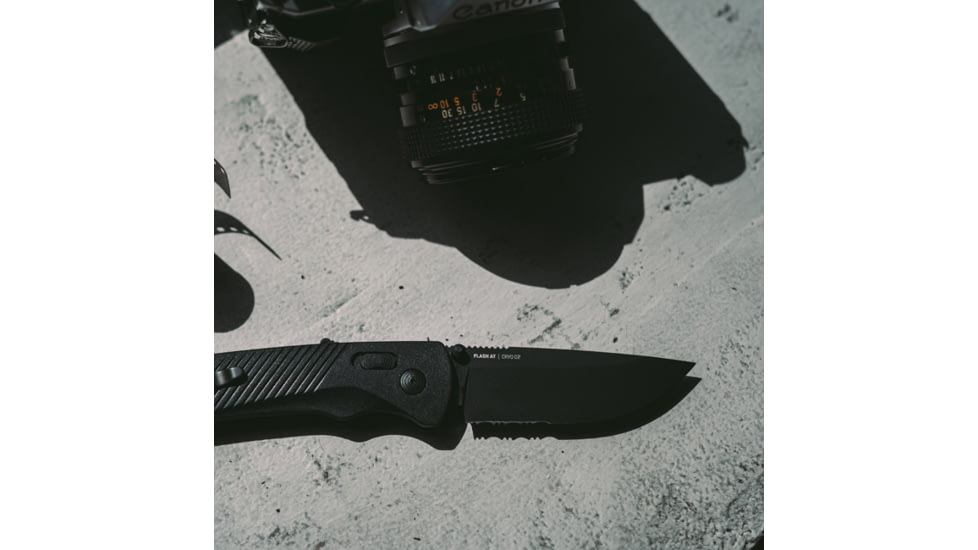 SOG Specialty Knives &amp; Tools Flash At - Blackout - Partially Serrated - 11-18-02-41