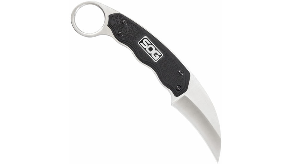 SOG Specialty Knives &amp; Tools Gambit Blade Knife, 2.58in, 7Cr17MoV Blade, Sheepsfoot, Black, Glass-Reinforced Nylon Handle, Silve, SOG-GB1001-CP