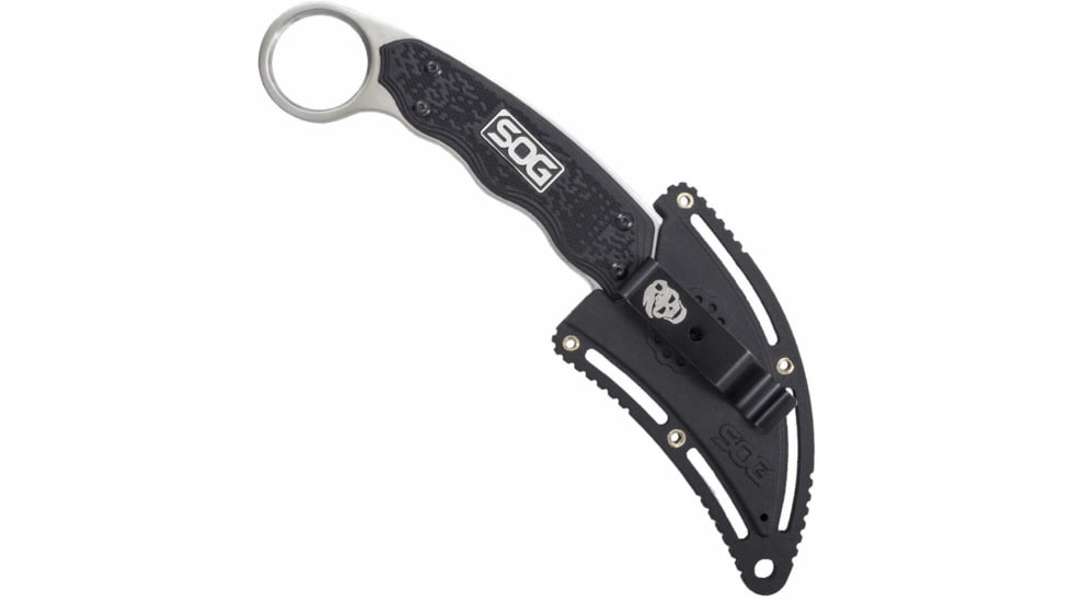 SOG Specialty Knives &amp; Tools Gambit Blade Knife, 2.58in, 7Cr17MoV Blade, Sheepsfoot, Black, Glass-Reinforced Nylon Handle, Silve, SOG-GB1001-CP