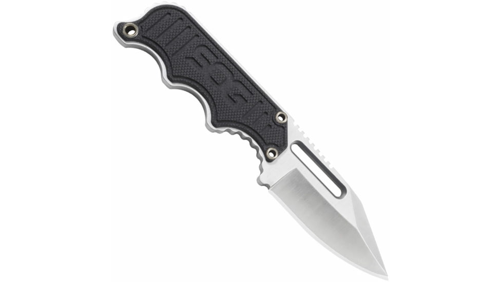 SOG Specialty Knives &amp; Tools Instinct Mini Fixed Blade Knife, 1.9in, 5Cr15MoV Blade, Clip Point, Black, Silver, Stainless Steel and G10 Handle, Silver, SOG-NB1002-CP