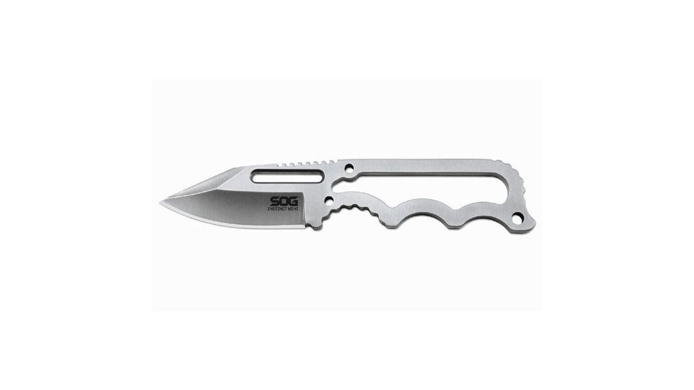 SOG Specialty Knives &amp; Tools Instinct Mini Knive - Slim Peg Box, Straight 5Cr15MoV Steel 1.9in Blade, Stainless Steel Handle NB10012820