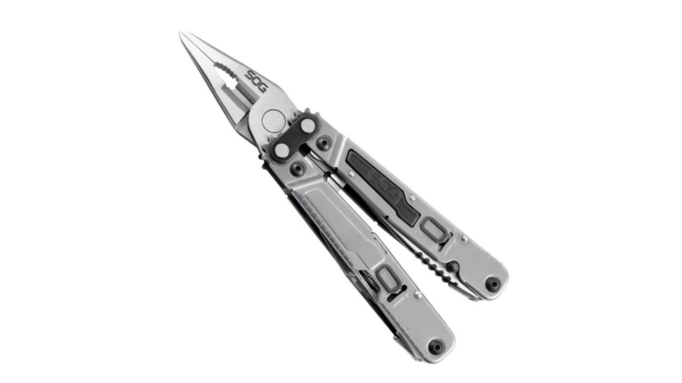 SOG Specialty Knives &amp; Tools PowerGrab Fabric Sheath Multi-Tool, w/ Hex Bit Kit, Satin, PM1001N-CP