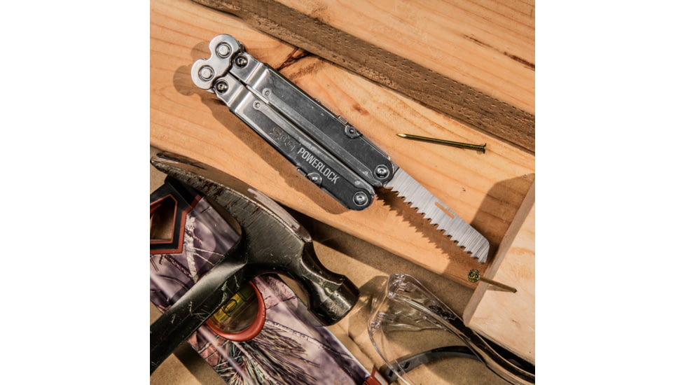 SOG Specialty Knives &amp; Tools PowerLock Multiool Scissors w/ Nylon Sheath, Satin Finish, Silver, SOG-S60N-CP