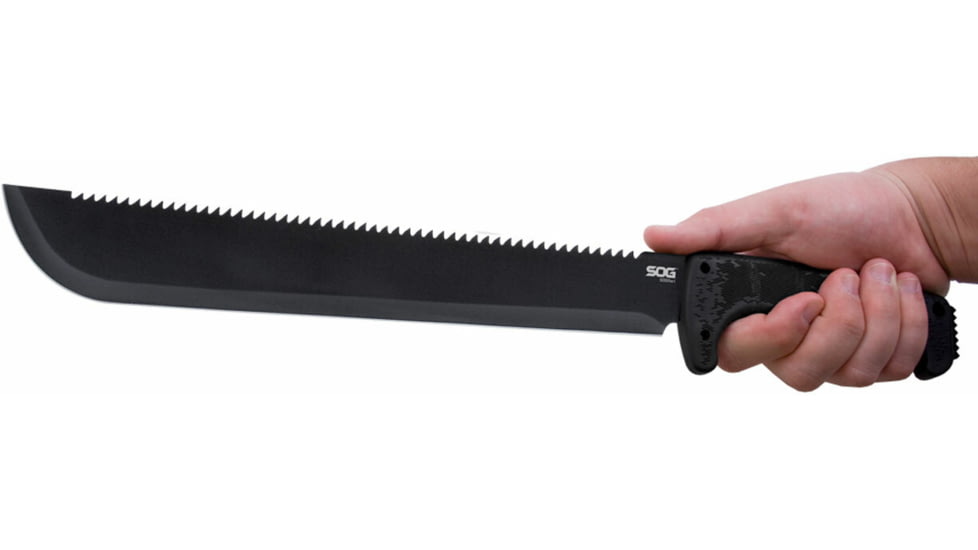 SOG Specialty Knives &amp; Tools SOGFari Machete Fixed Blade Knife, 13in, 3Cr13 Blade, Machete, Black, Kraton Handle, Black/Black, SOG-MC01-N