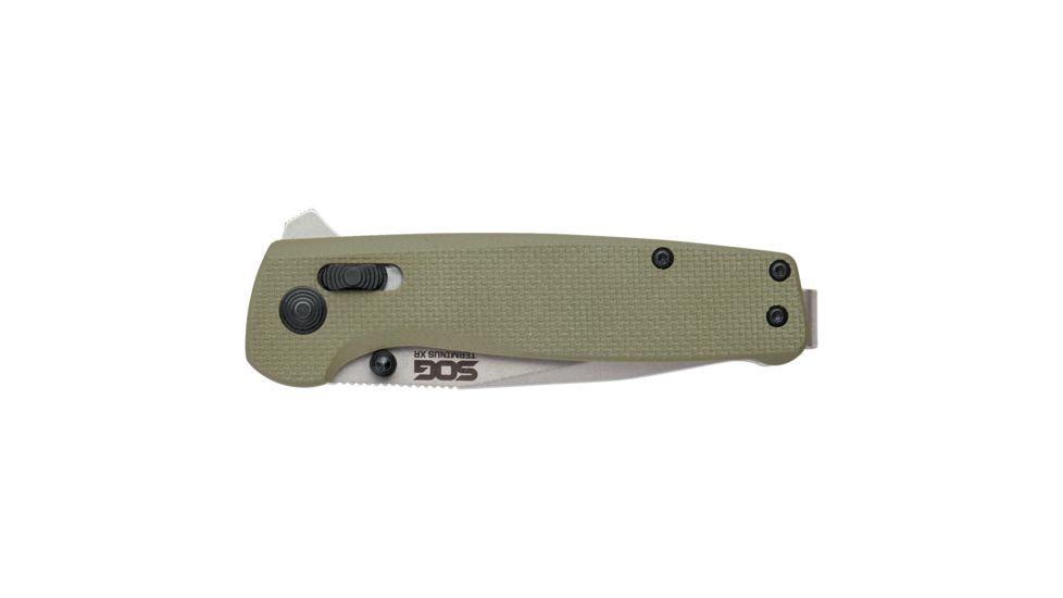 SOG Specialty Knives &amp; Tools Terminus XR Flipper 2.95in Folding Knife, G10, Olive Drab Green, Box, TM1022-BX